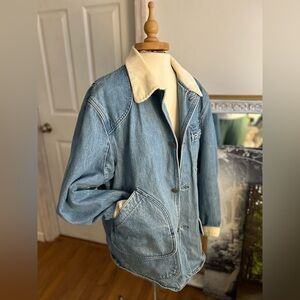 1960’s Vintage LL Bean Denim Jacket with corduroy Cream Collar Wool lining